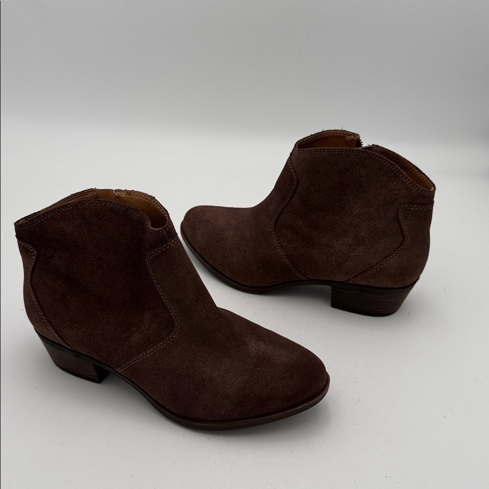 Lucky brand Brown Suede Ankle Boots women 9W festival casual office glitter Y2K